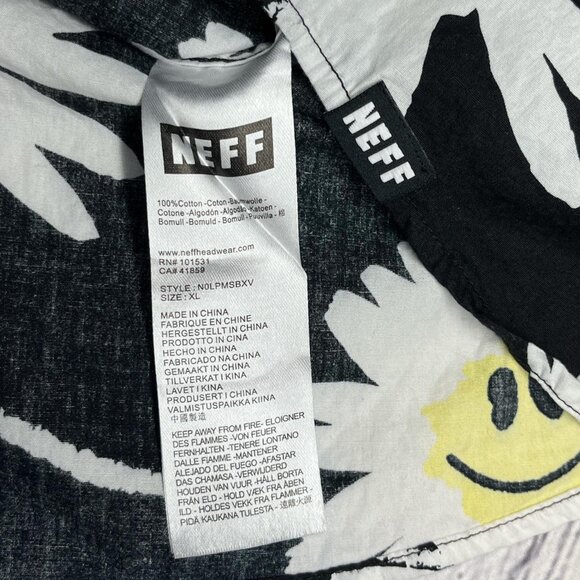 NEFF Smiley Face Flower Print Button Up Shirt | Men’s XL | Black Multi Streetwea - Picture 4 of 4